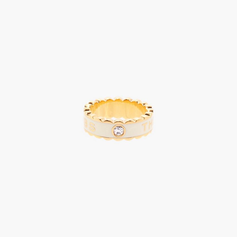 Anillos Marc Jacobs Scallop Medallion Mujer Creme Doradas | ELFZ-24013