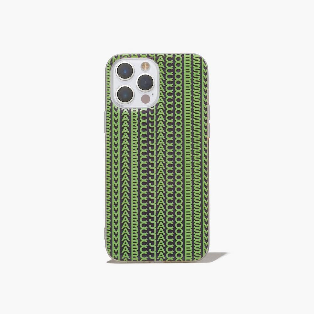 Fundas de Móvil Marc Jacobs Monogram iPhone Case 14 Pro Mujer Gris Verde | JNOW-53496