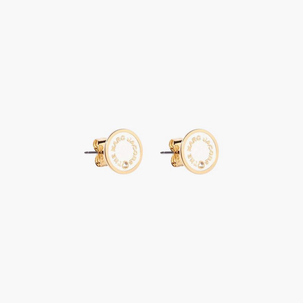 Pendientes Marc Jacobs Medallion Studs Mujer Creme Doradas | OBCH-34568