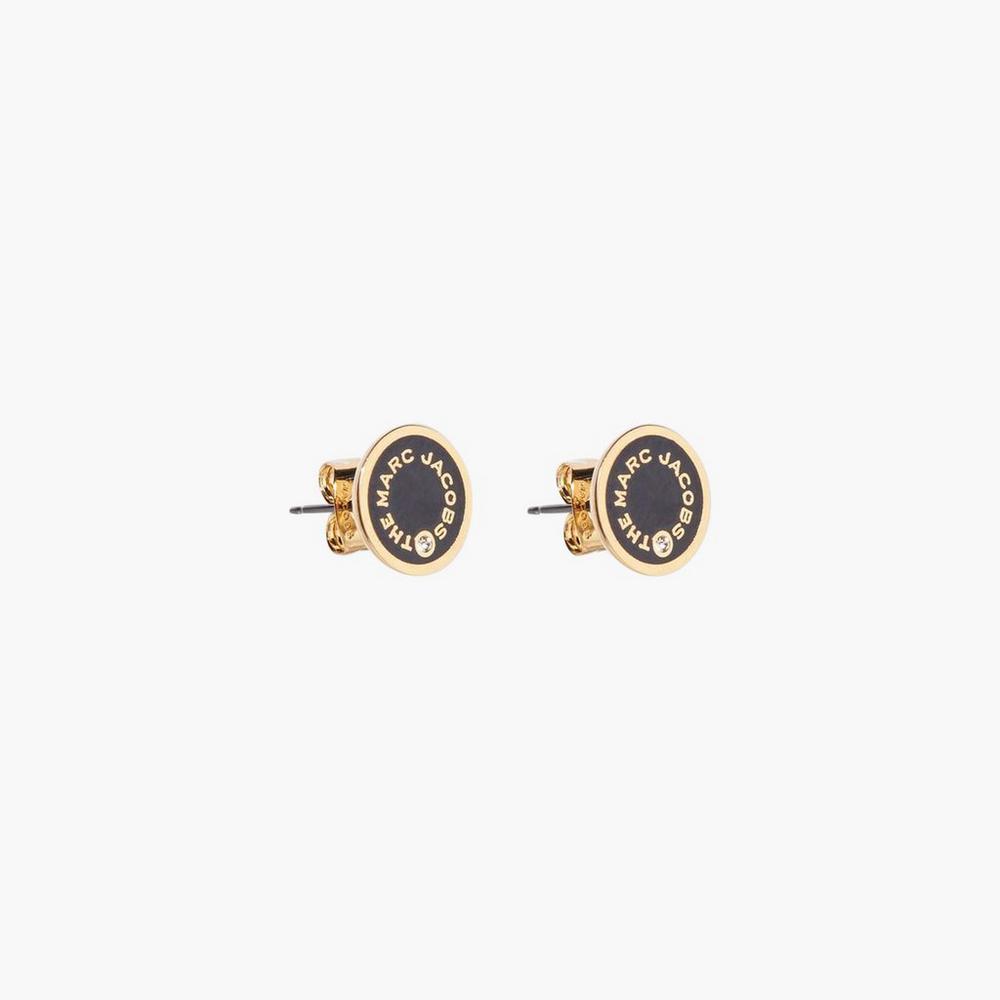 Pendientes Marc Jacobs Medallion Studs Mujer Negras Doradas | QIBN-71482