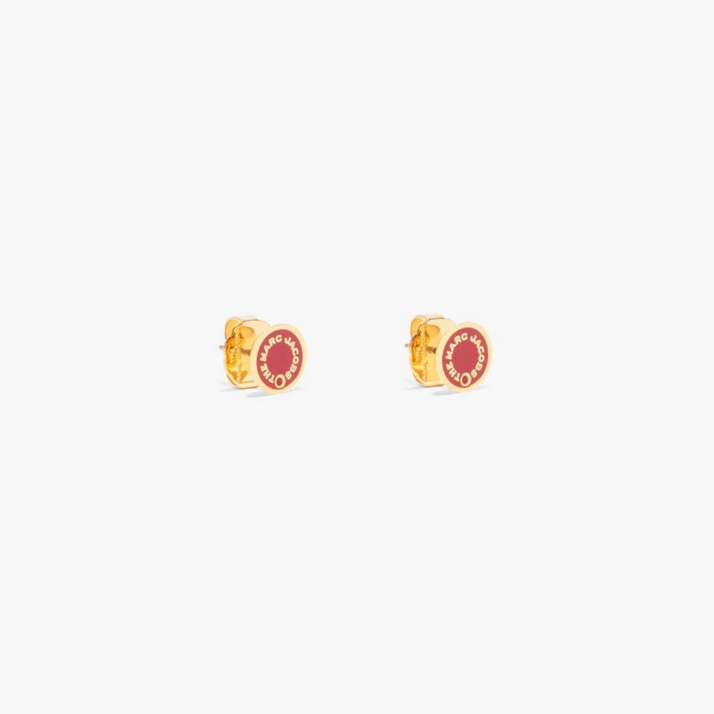 Pendientes Marc Jacobs Medallion Studs Mujer Rojas Doradas | ZUMJ-30549