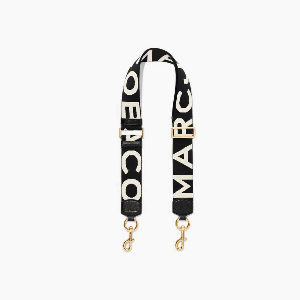 Strap Marc Jacobs Logo Webbing Mujer Negras Blancas | BXJP-79140