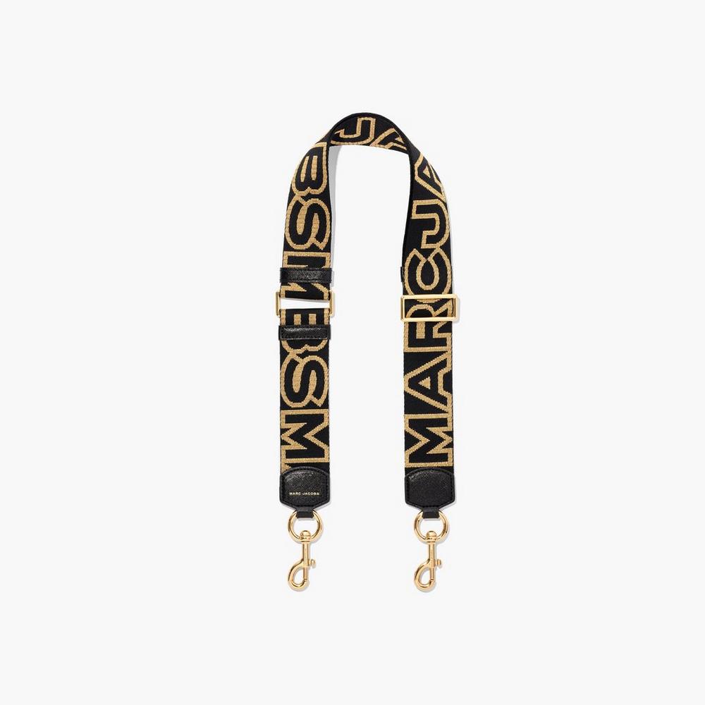 Strap Marc Jacobs Outline Logo Webbing Mujer Negras Doradas | KNGX-73682